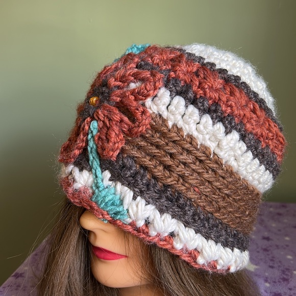 Crochet beanie medium soft acrylic yarn new extremely warm - Picture 9 of 10